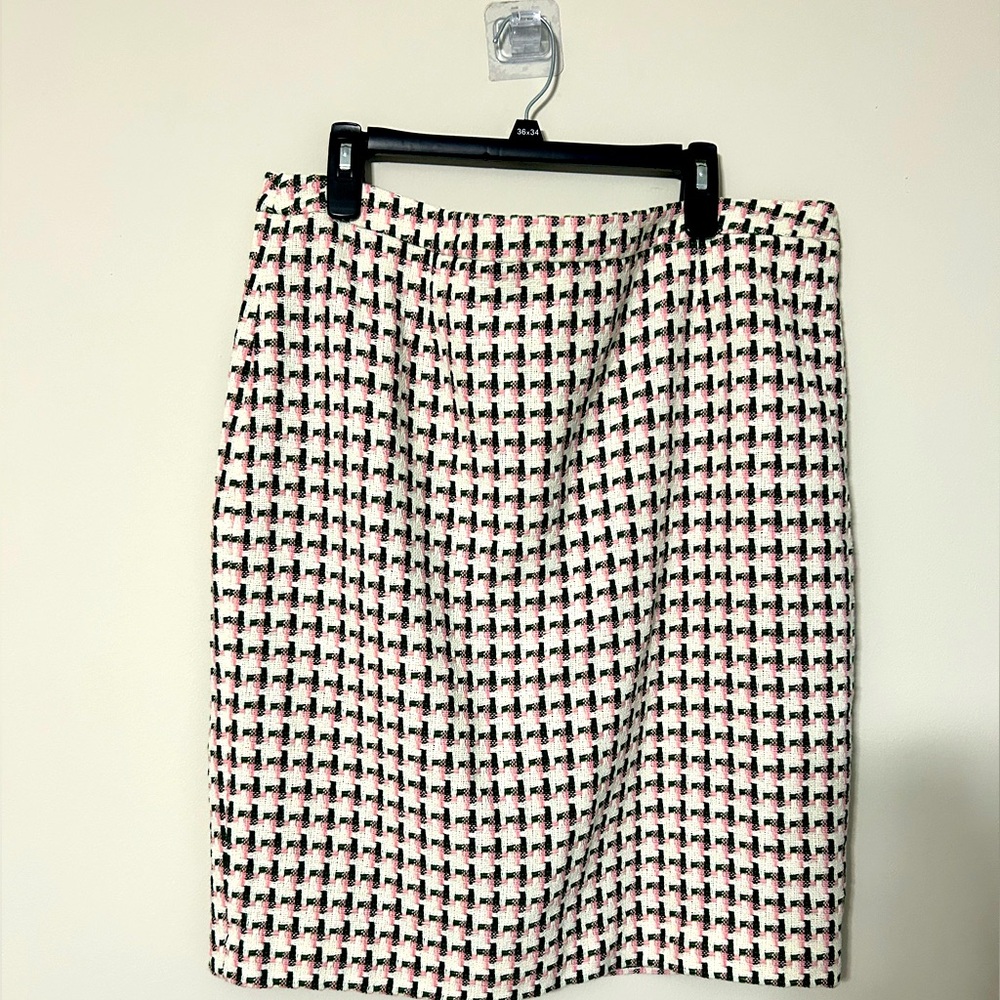 Boden Clara Pencil Skirt Pink Green Windmill Wool
